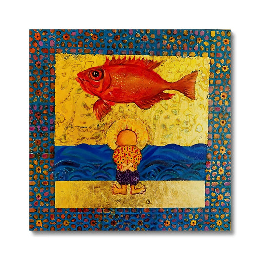 Canvas Print - ‘Handala and the Red Fish’ 'Handala and the Red Fish' Canvas Art Print Fine art kite-897187825 24"x24" / White Wrap - Gifting Spree