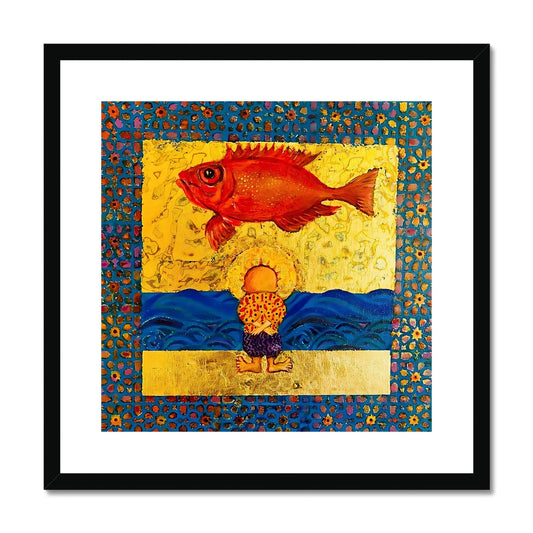 Framed & Mount Print - ‘Handala and the Red Fish’ | Art Print 'Handala and the Red Fish' Framed & Mounted Print Fine art kite-897187609 20"x20" / Black Frame - Gifting Spree