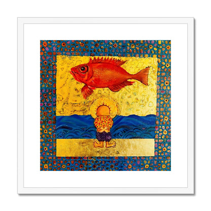 Framed & Mount Print - ‘Handala and the Red Fish’ | Art Print 'Handala and the Red Fish' Framed & Mounted Print Fine art kite-897187610 20"x20" / White Frame - Gifting Spree