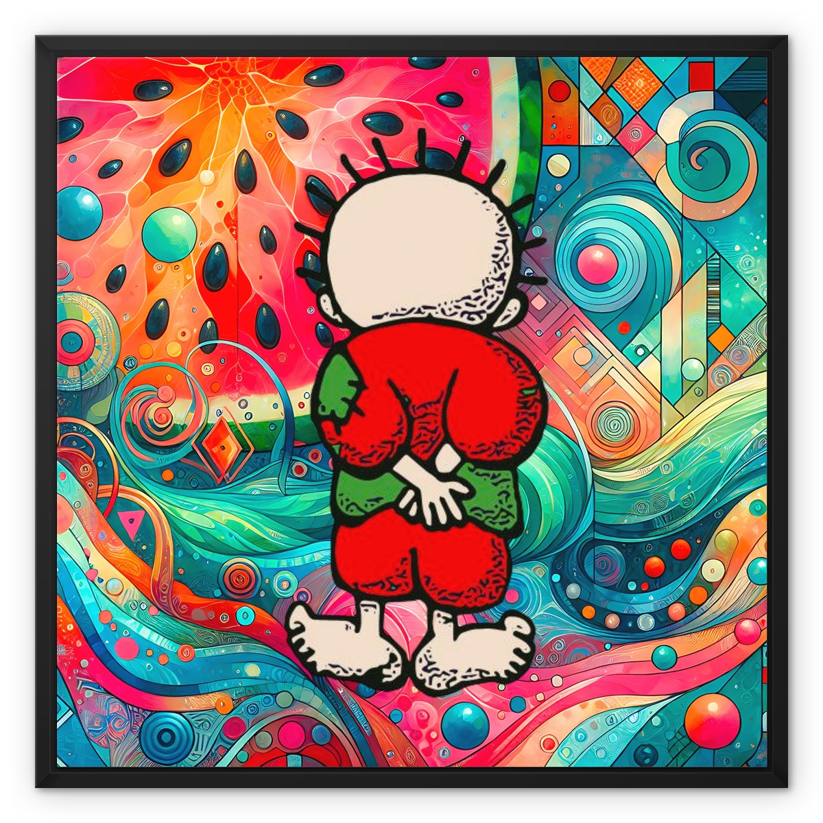 Handala Planet Framed Canvas Fine art kite-925176321 24"x24" / Black Frame / White Wrap - Gifting Spree