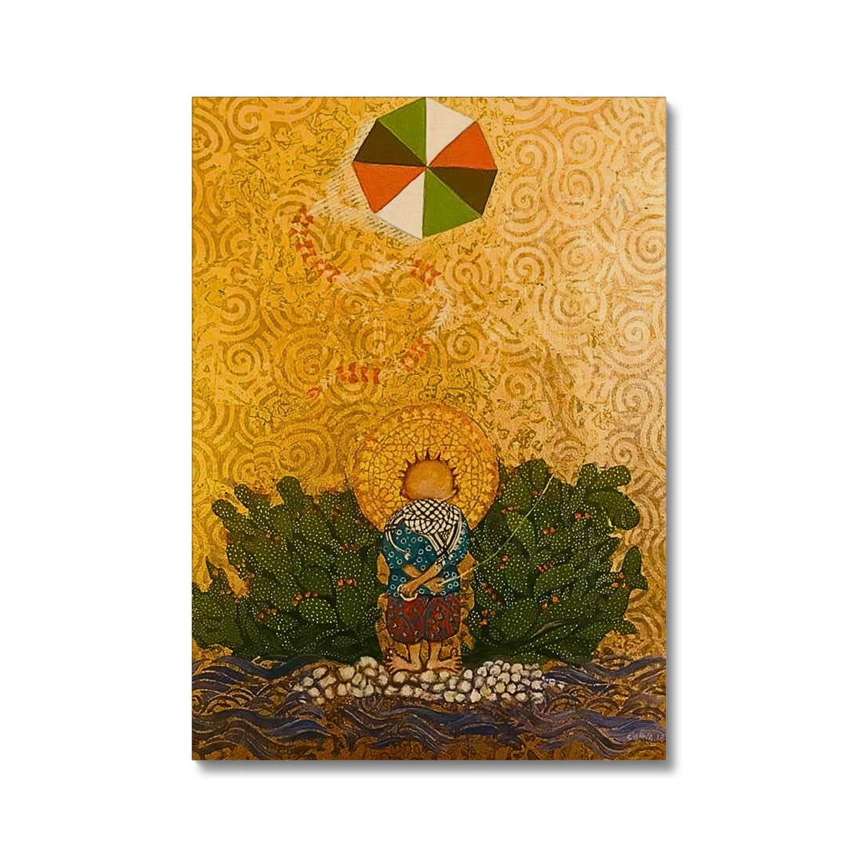 'Handala & The Kite Flying High' Canvas Fine art kite-919165465 20"x28" / Image Wrap - Gifting Spree