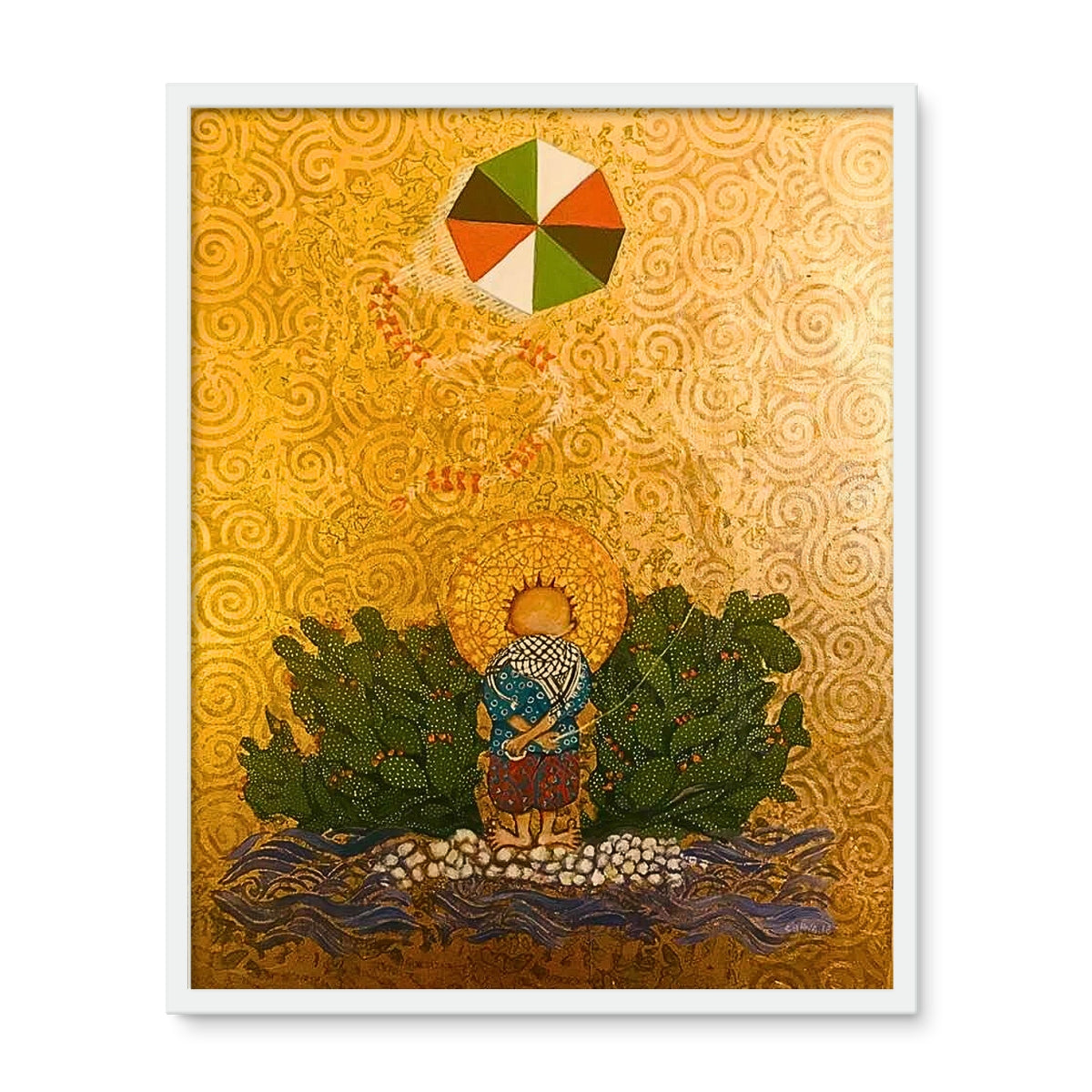 'Handala & The Kite Flying High' Framed Photo Tile Fine art kite-919166214 8"x10" / White Frame - Gifting Spree