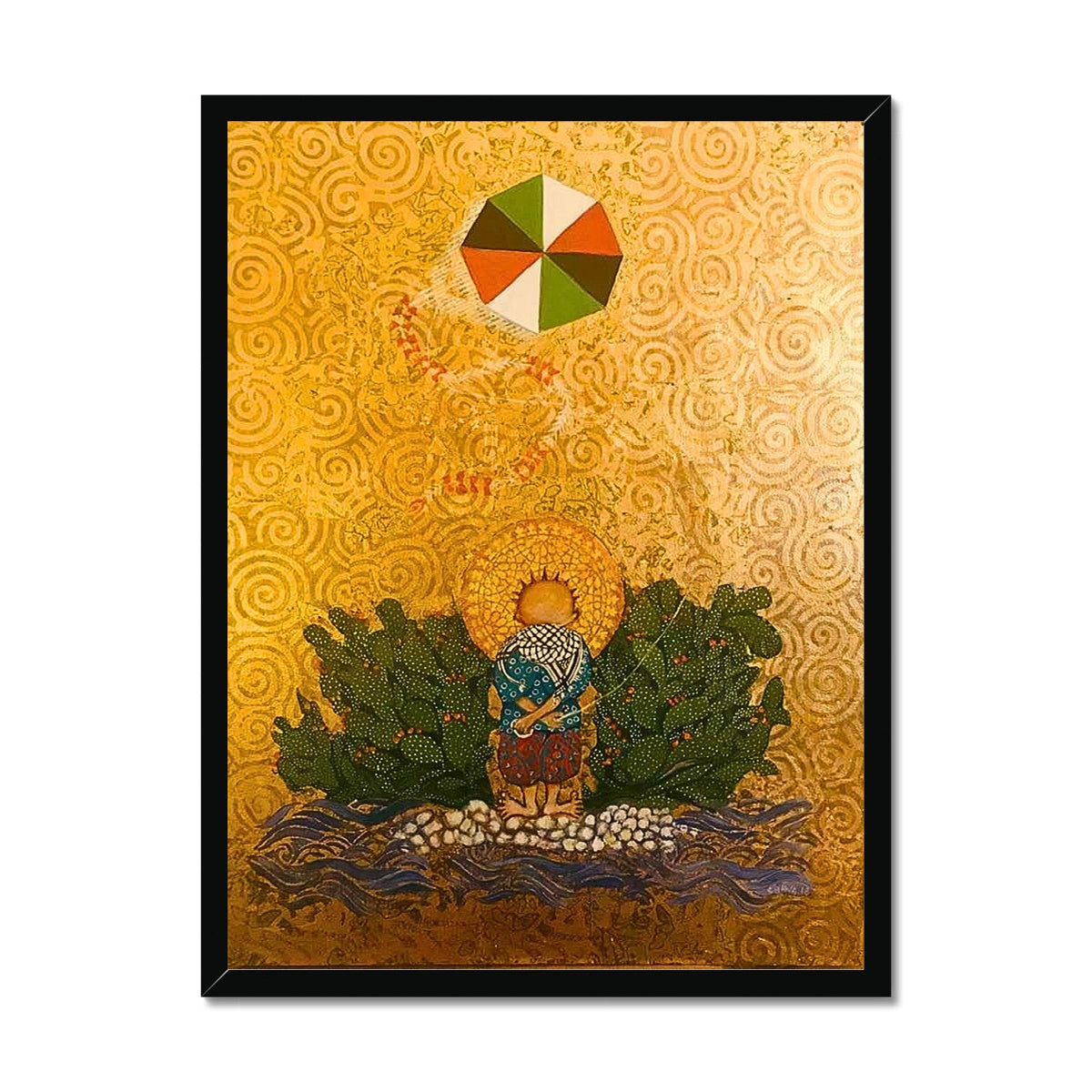 'Handala & The Kite Flying High' Framed Print Fine art kite-919165156 18"x24" / Black Frame - Gifting Spree