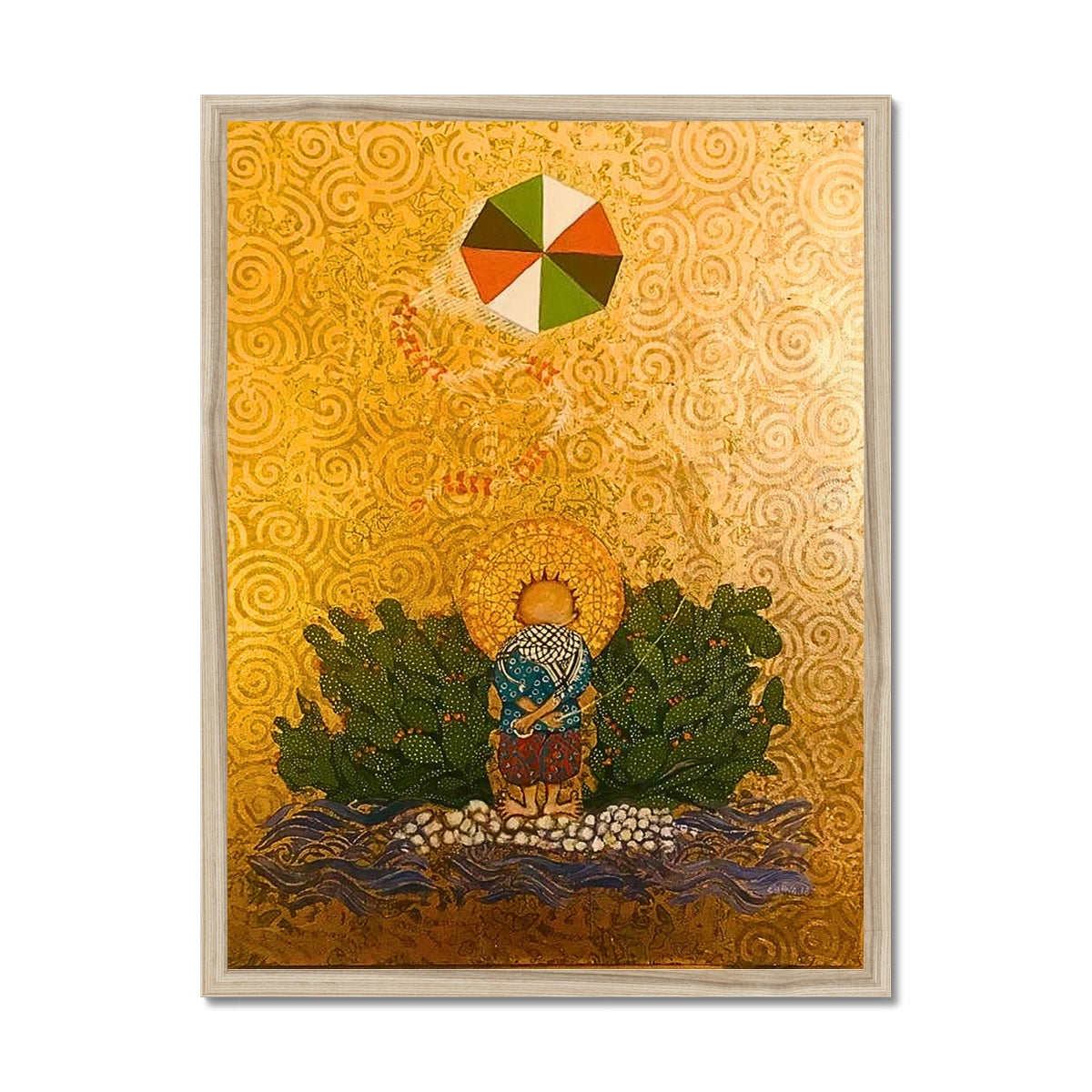 'Handala & The Kite Flying High' Framed Print Fine art kite-919165158 18"x24" / Natural Frame - Gifting Spree