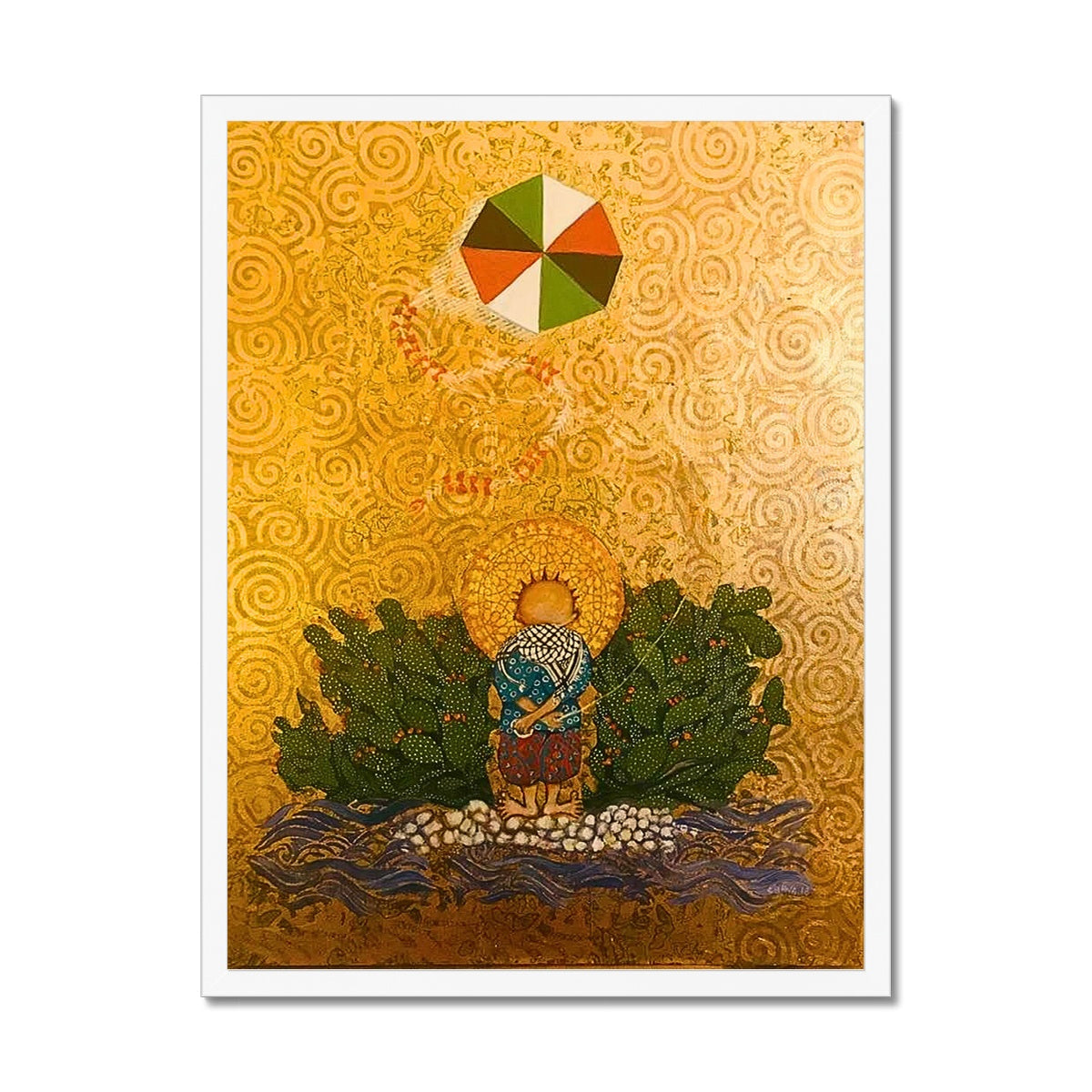 'Handala & The Kite Flying High' Framed Print Fine art kite-919165157 18"x24" / White Frame - Gifting Spree