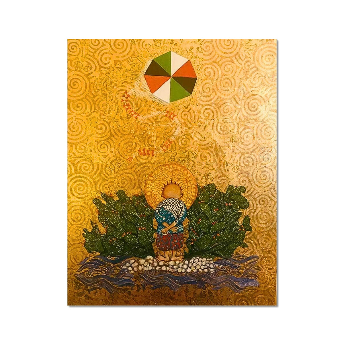 'Handala & The Kite Flying High' Rolled Canvas Fine art kite-919165515 14"x11" - Gifting Spree