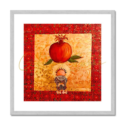 Laila Shawa’s Handala & The Pomegranate - Art Print 'Handala & The Pomegranate' Antique Framed & Mounted Print Fine art kite-909087702 12"x12" / Silver Frame - Gifting Spree