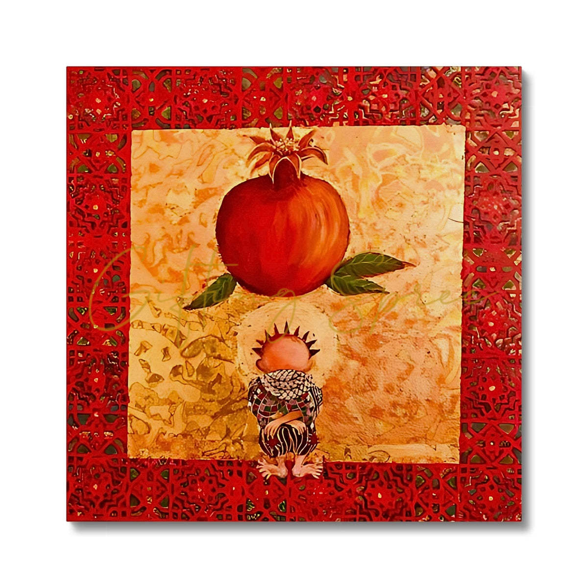 “Handala & The Pomegranate": Canvas Art Print 'Handala & The Pomegranate' Canvas Art Print Fine art kite-909087801 24"x24" / White Wrap - Gifting Spree