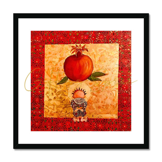 'Handala & The Pomegranate' Framed & Mounted Print Fine art kite-909087552 12"x12" / Black Frame - Gifting Spree