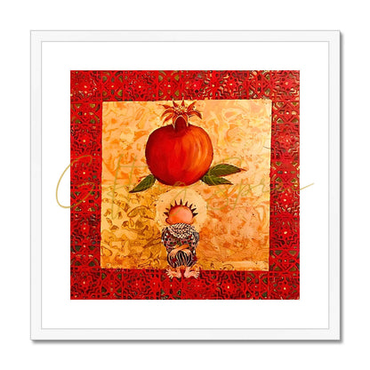 'Handala & The Pomegranate' Framed & Mounted Print Fine art kite-909087553 12"x12" / White Frame - Gifting Spree