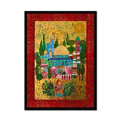 Handala & The (Dome of the) Rock, 2021 - A Symbol of Resilience 'Handala & The Rock' Framed Print Fine art kite-909133403 20"x28" / Black Frame - Gifting Spree