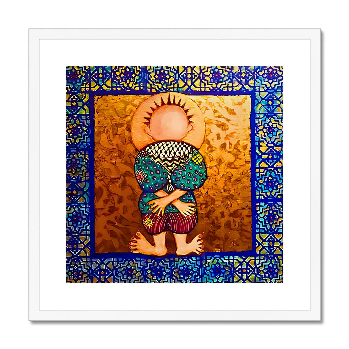 'Handala & The Summer' Framed & Mounted Print Fine art kite-911283941 20"x20" / White Frame - Gifting Spree