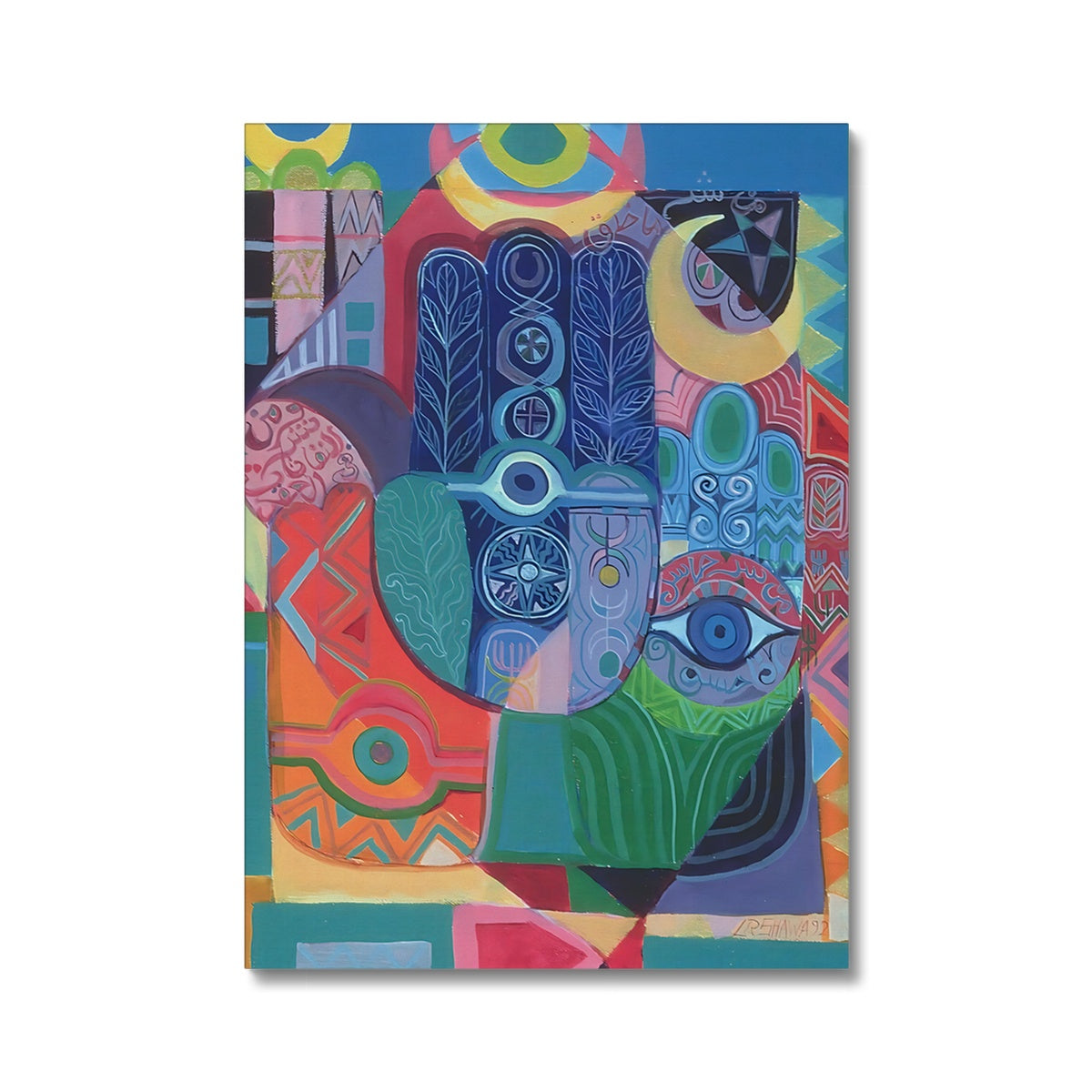 'Hands as Amulets I', 1992 Canvas | Laila Shawa Hands as Amulets I, 1992 Canvas Fine art kite-908522602 20"x28" / Image Wrap - Gifting Spree