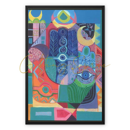 Hands as Amulets I, 1992 - Framed Canvas | Laila Shawa 'Hands as Amulets I' Framed Canvas Art Print Fine art kite-908522872 20"x30" / Black Frame / White Wrap - Gifting Spree