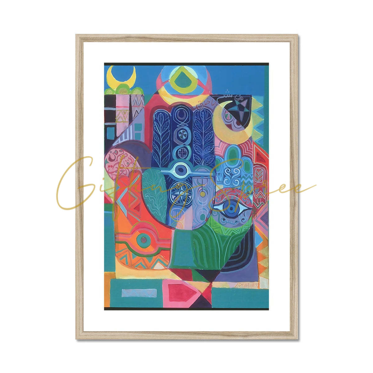 Hands as Amulets I, 1992 Framed & Mounted Print | Laila Shawa 'Hands as Amulets I' Framed & Mounted Print Fine art kite-908522400 20"x28" / Natural Frame - Gifting Spree