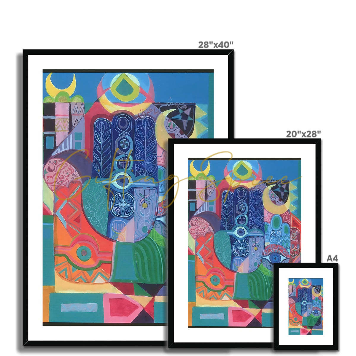 Hands as Amulets I, 1992 Framed & Mounted Print | Laila Shawa 'Hands as Amulets I' Framed & Mounted Print Fine art - Gifting Spree