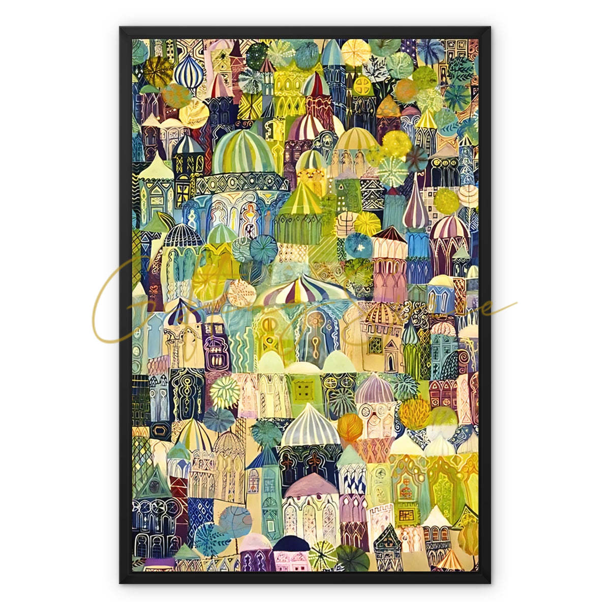 ‘Jerusalem’ - Laila Shawa’s 1970 Artwork on Framed Canvas 'Jerusalem' Framed Canvas Art Print Fine art kite-892705347 20"x30" / Black Frame / Image Wrap - Gifting Spree