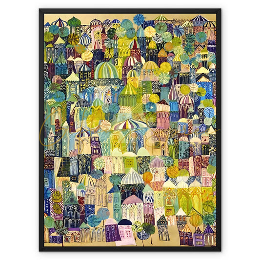 ‘Jerusalem’ - Laila Shawa’s 1970 Artwork on Framed Canvas 'Jerusalem' Framed Canvas Art Print Fine art kite-892705352 24"x32" / Black Frame / White Wrap - Gifting Spree