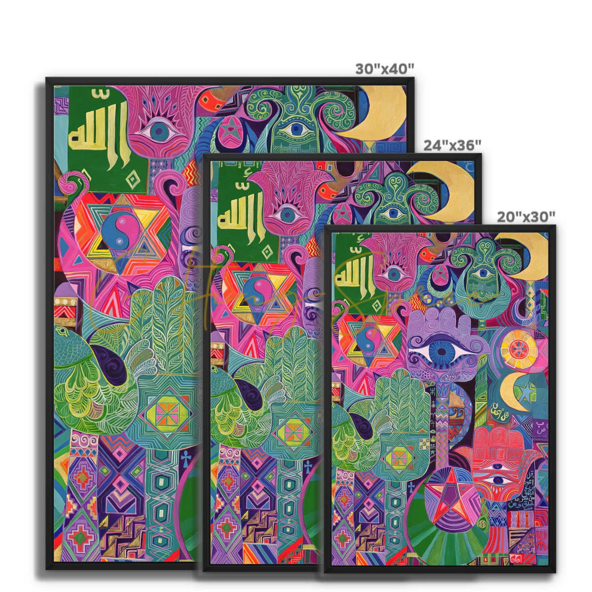 ‘Magical Symbols’ - Laila Shawa’s 1992 Artwork on Framed Canvas 'Magical Symbols' Framed Canvas Fine art - Gifting Spree