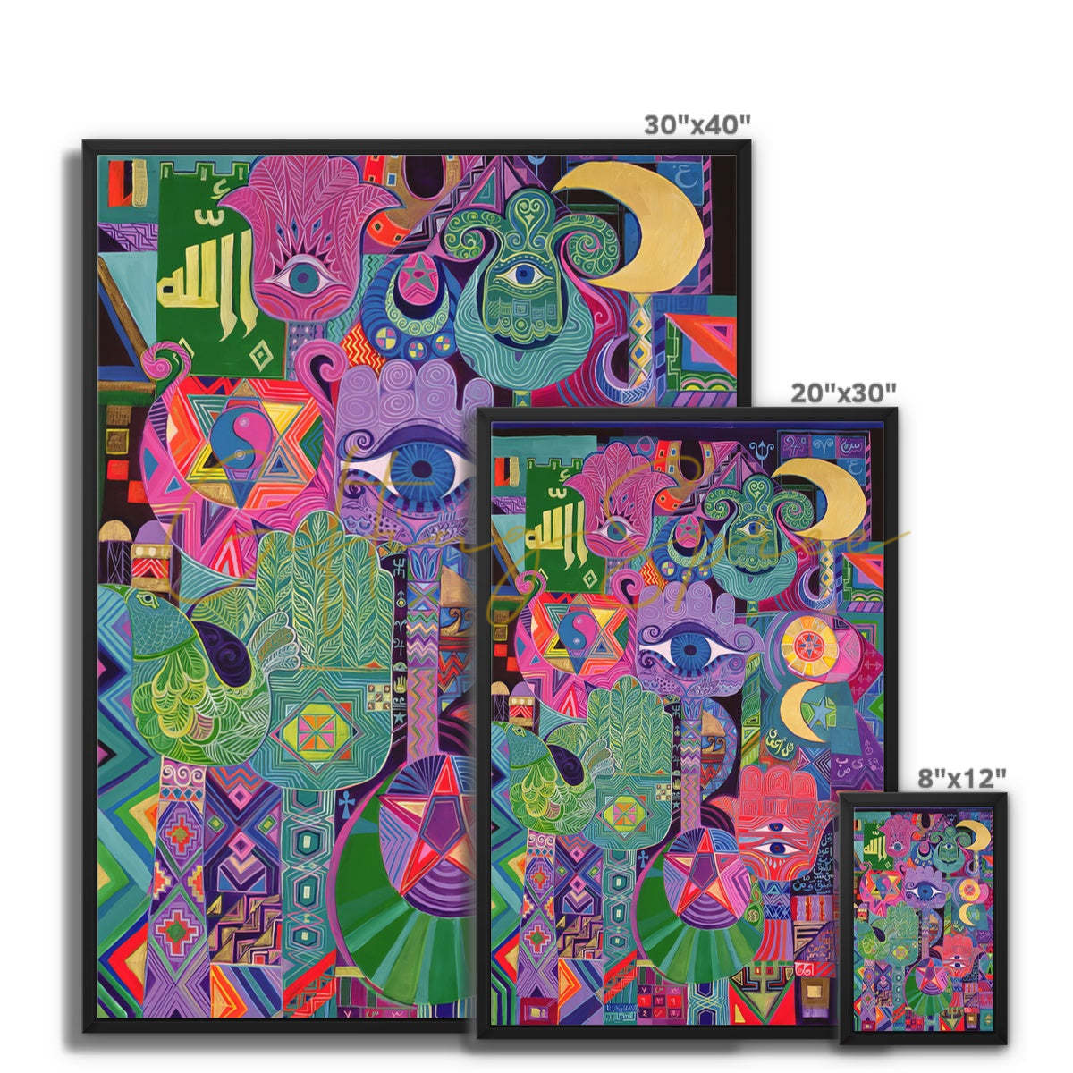 ‘Magical Symbols’ - Laila Shawa’s 1992 Artwork on Framed Canvas 'Magical Symbols' Framed Canvas Fine art - Gifting Spree