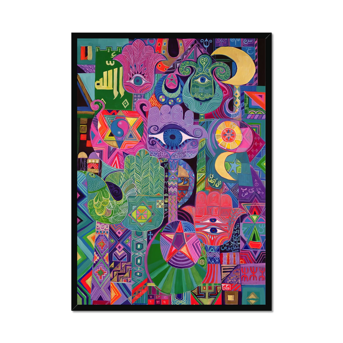 Magical Symbols, 1992 By Laila Shawa in Framed Print  'Magical Symbols' Framed Print Fine art kite-909135411 A1 Portrait / Black Frame - Gifting Spree