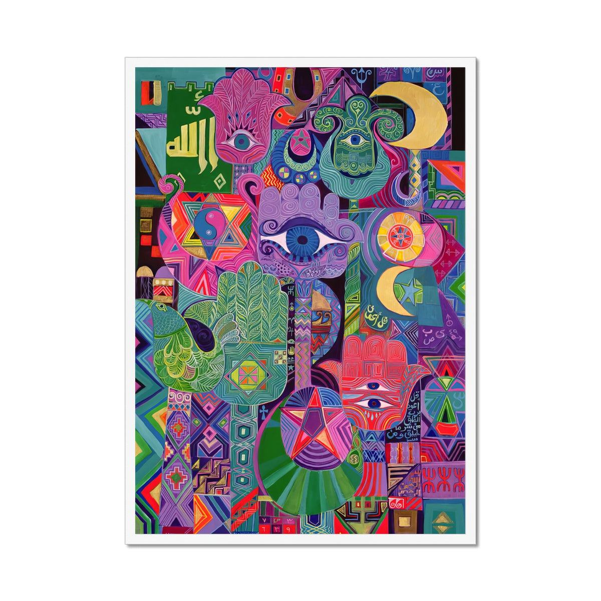 Magical Symbols, 1992 By Laila Shawa in Framed Print  'Magical Symbols' Framed Print Fine art kite-909135412 A1 Portrait / White Frame - Gifting Spree