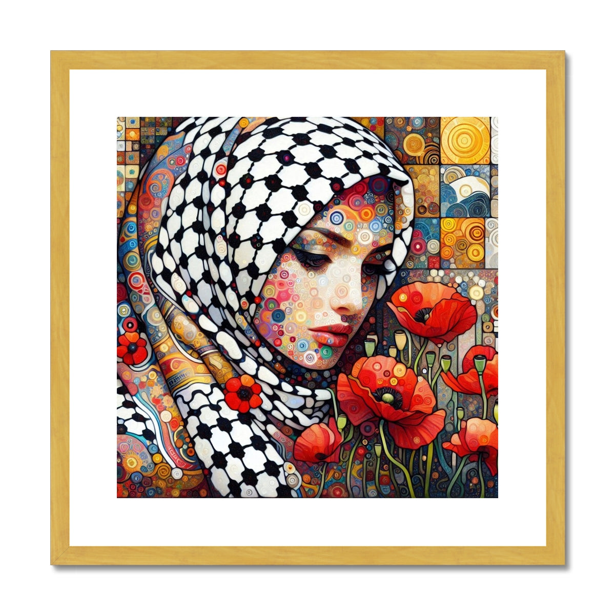 'Mother and Poppies' Antique Framed & Mounted Print Fine art kite-927573231 20"x20" / Gold Frame - Gifting Spree