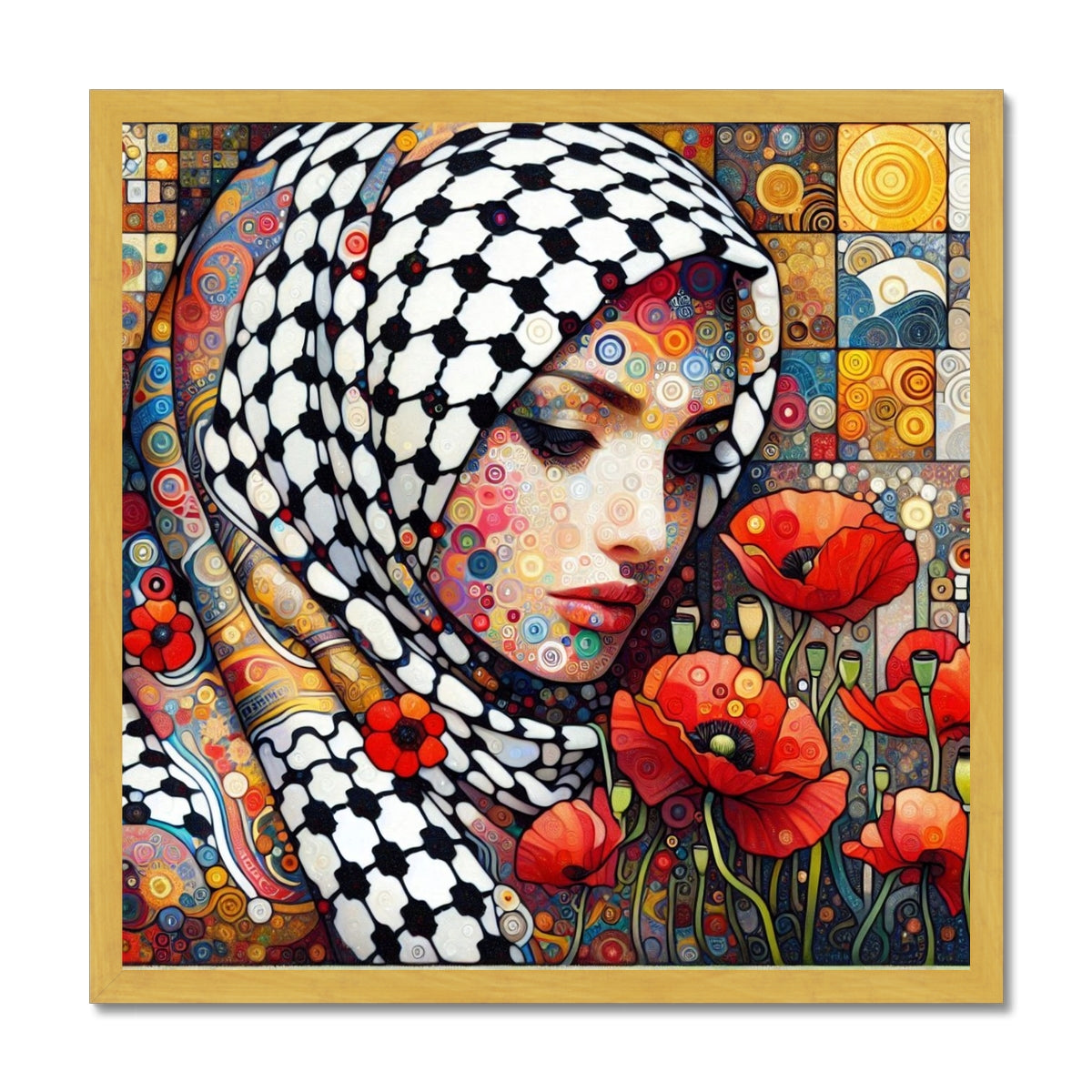 'Mother and Poppies' Antique Framed Print Fine art kite-927573169 20"x20" / Gold Frame - Gifting Spree