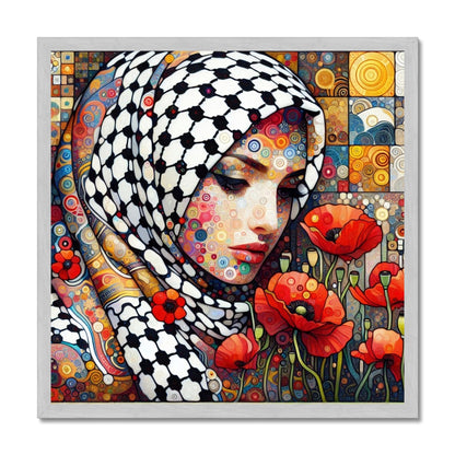 'Mother and Poppies' Antique Framed Print Fine art kite-927573170 20"x20" / Silver Frame - Gifting Spree