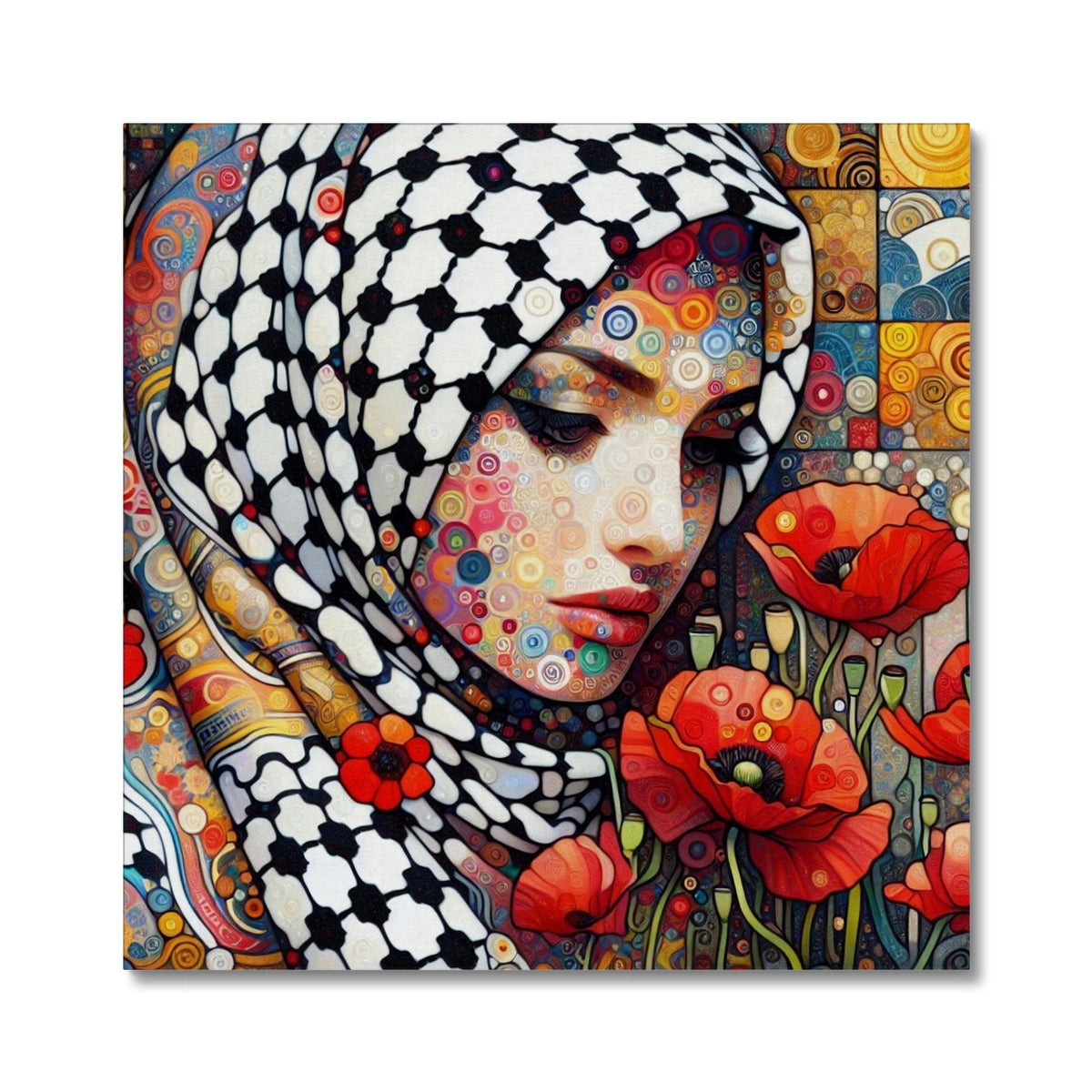 'Mother and Poppies' Canvas Fine art kite-927573320 28"x28" / Image Wrap - Gifting Spree