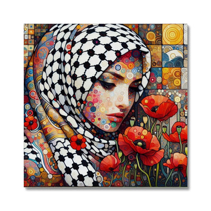 'Mother and Poppies' Canvas Fine art kite-927573319 28"x28" / White Wrap - Gifting Spree