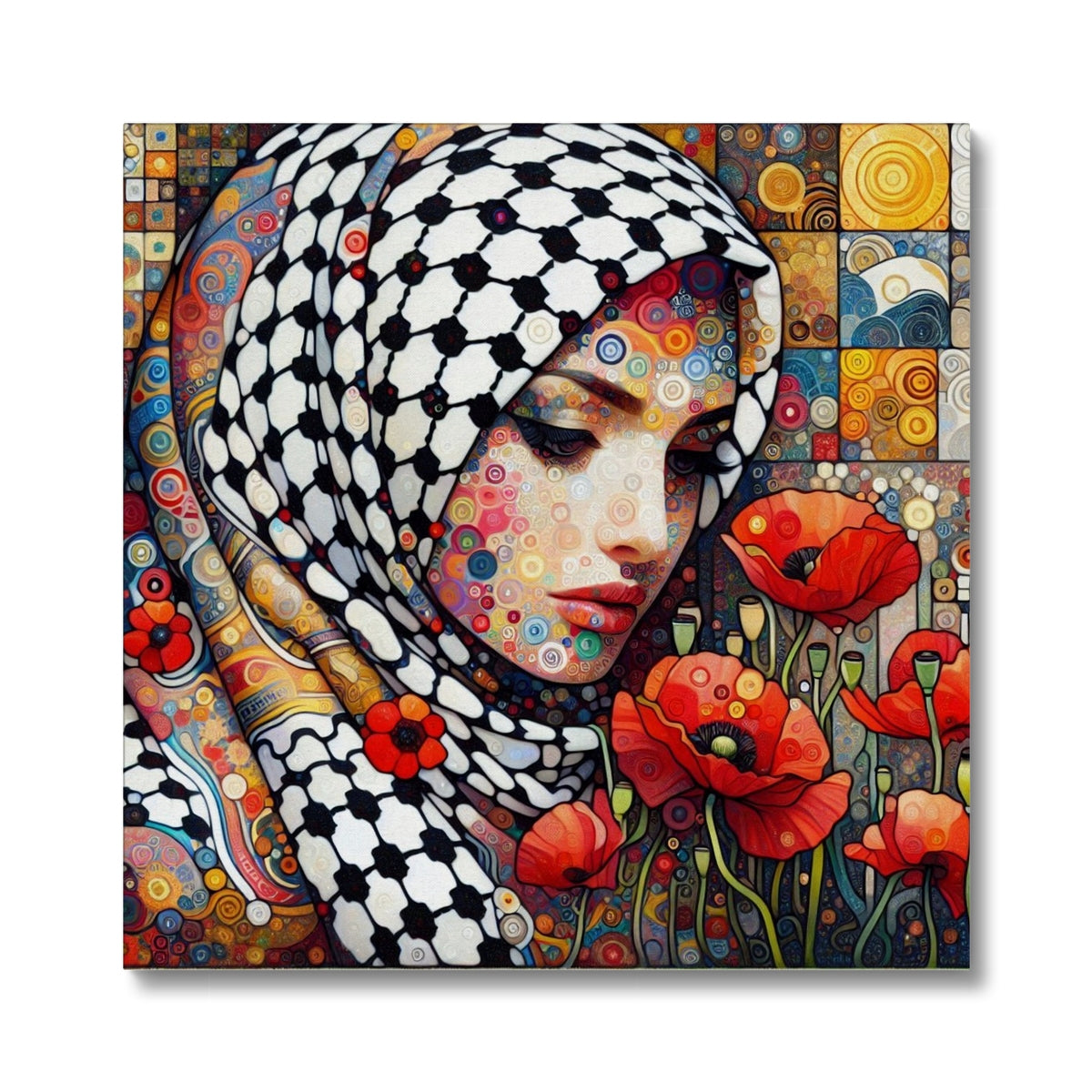 'Mother and Poppies' Eco Canvas Fine art kite-927573517 20"x20" / White Wrap - Gifting Spree