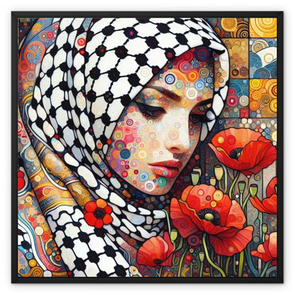 'Mother and Poppies' Framed Canvas Fine art kite-927573584 28"x28" / Black Frame / Image Wrap - Gifting Spree