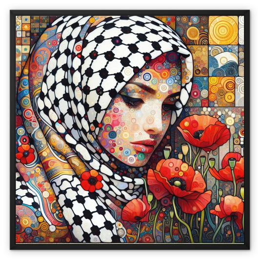 'Mother and Poppies' Framed Canvas Fine art kite-927573583 28"x28" / Black Frame / White Wrap - Gifting Spree