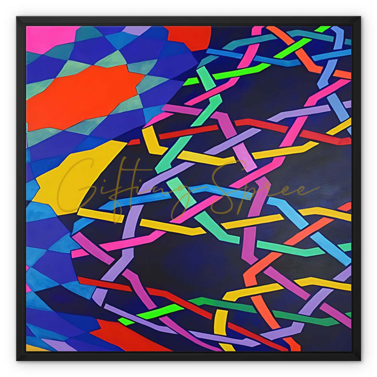 ‘Night and the City’ - Laila Shawa’s 2008 Artwork on Framed Canvas 'Night and the City' Framed Canvas Fine art kite-896784863 24"x24" / Black Frame / White Wrap - Gifting Spree