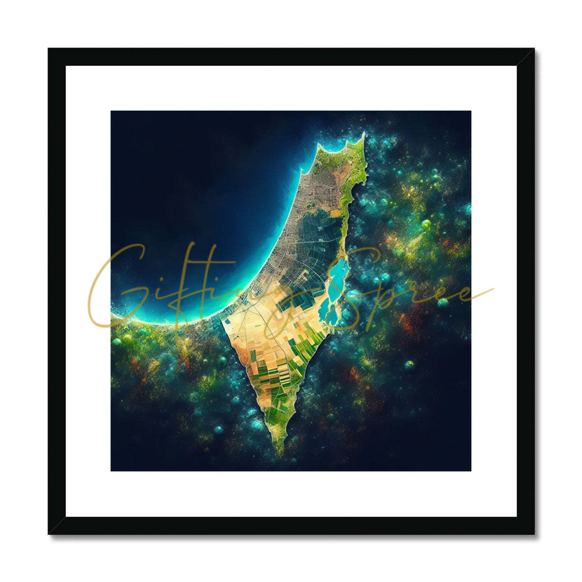 'Palestine Galaxy' Framed & Mounted Print Fine art kite-909283193 20"x20" / Black Frame - Gifting Spree