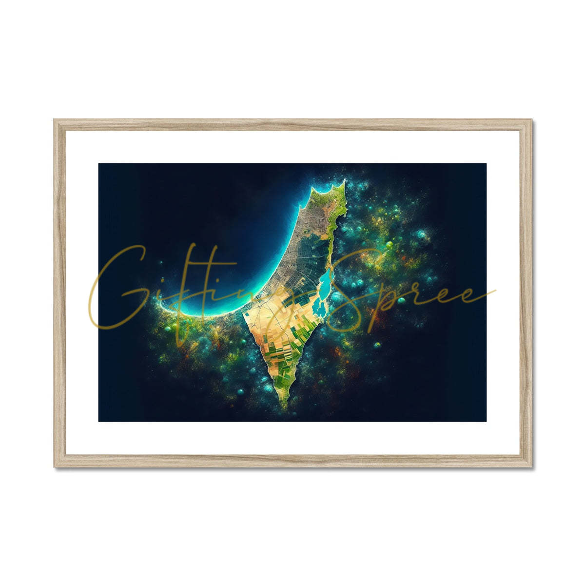 'Palestine Galaxy' Framed & Mounted Print Fine art kite-909283207 28"x20" / Natural Frame - Gifting Spree