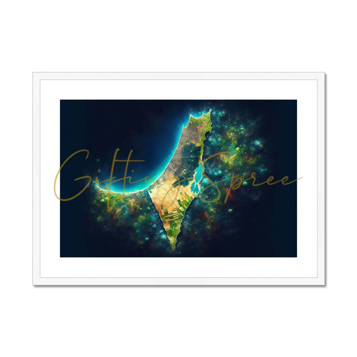 'Palestine Galaxy' Framed & Mounted Print Fine art kite-909283206 28"x20" / White Frame - Gifting Spree