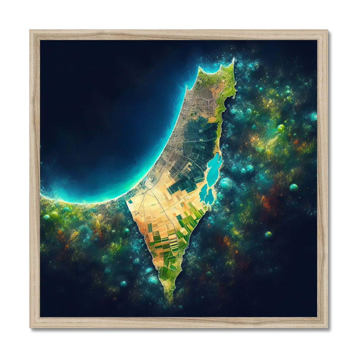 Palestine Galaxy Framed Print - A Tribute to Palestinian Spirit 'Palestine Galaxy' Framed Print Fine art kite-909283096 20"x20" / Natural Frame - Gifting Spree