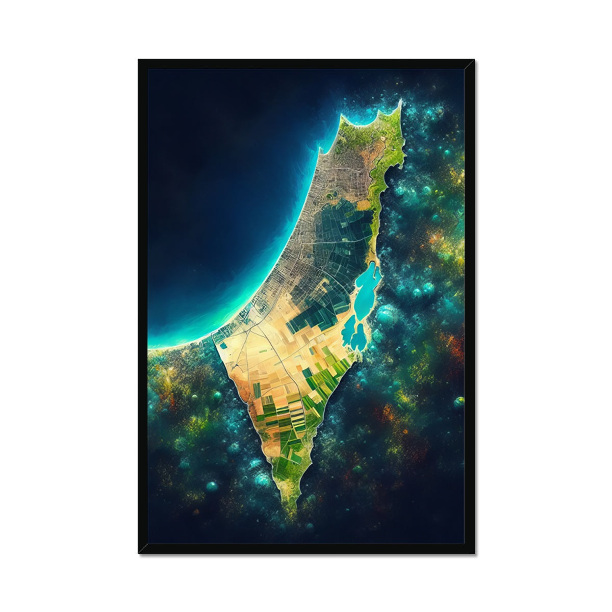 Palestine Galaxy Framed Print - A Tribute to Palestinian Spirit 'Palestine Galaxy' Framed Print Fine art kite-909283124 24"x36" / Black Frame - Gifting Spree