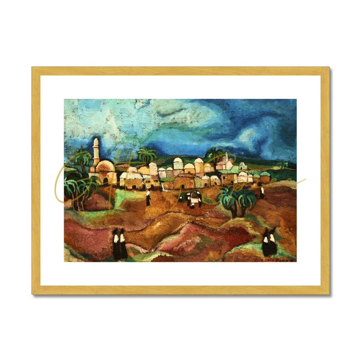 Shuja'iyya, (Gaza) 1989 Antique Framed & Mounted Print 'Shuja'iyya' Antique Framed & Mounted Print Fine art kite-906699193 24"x18" / Gold Frame - Gifting Spree