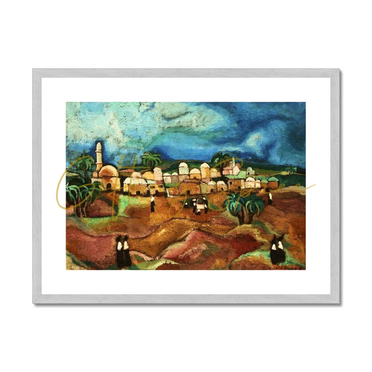 Shuja'iyya, (Gaza) 1989 Antique Framed & Mounted Print 'Shuja'iyya' Antique Framed & Mounted Print Fine art kite-906699194 24"x18" / Silver Frame - Gifting Spree