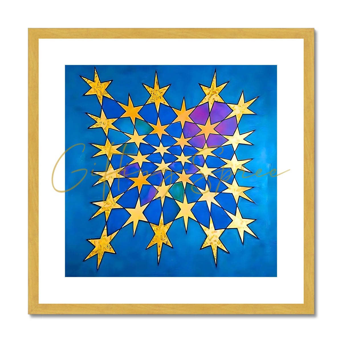 Laila Shawa's 'Starburst' Antique Framed & Mounted Print 'Starburst' Antique Framed & Mounted Print Fine art kite-898061268 12"x12" / Gold Frame - Gifting Spree