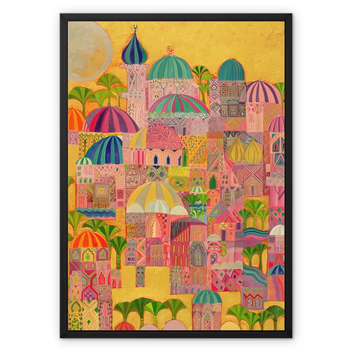 The Golden City, 1993-94 Framed Canvas Fine art kite-916208707 20"x28" / Black Frame / Image Wrap - Gifting Spree