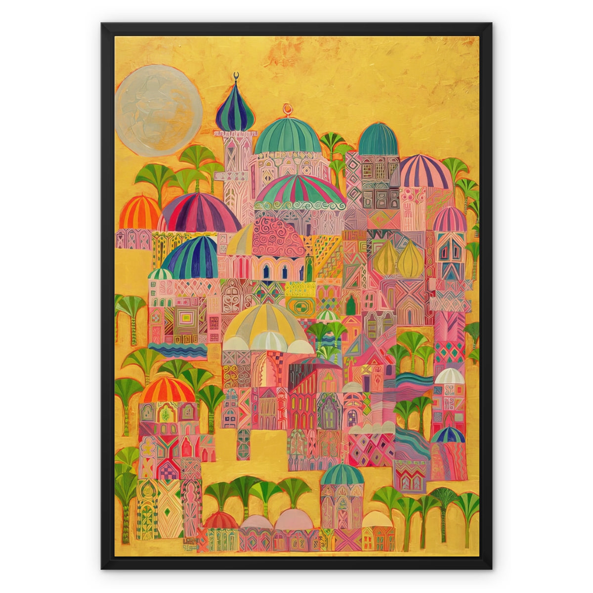 The Golden City, 1993-94 Framed Canvas Fine art kite-916208706 20"x28" / Black Frame / White Wrap - Gifting Spree