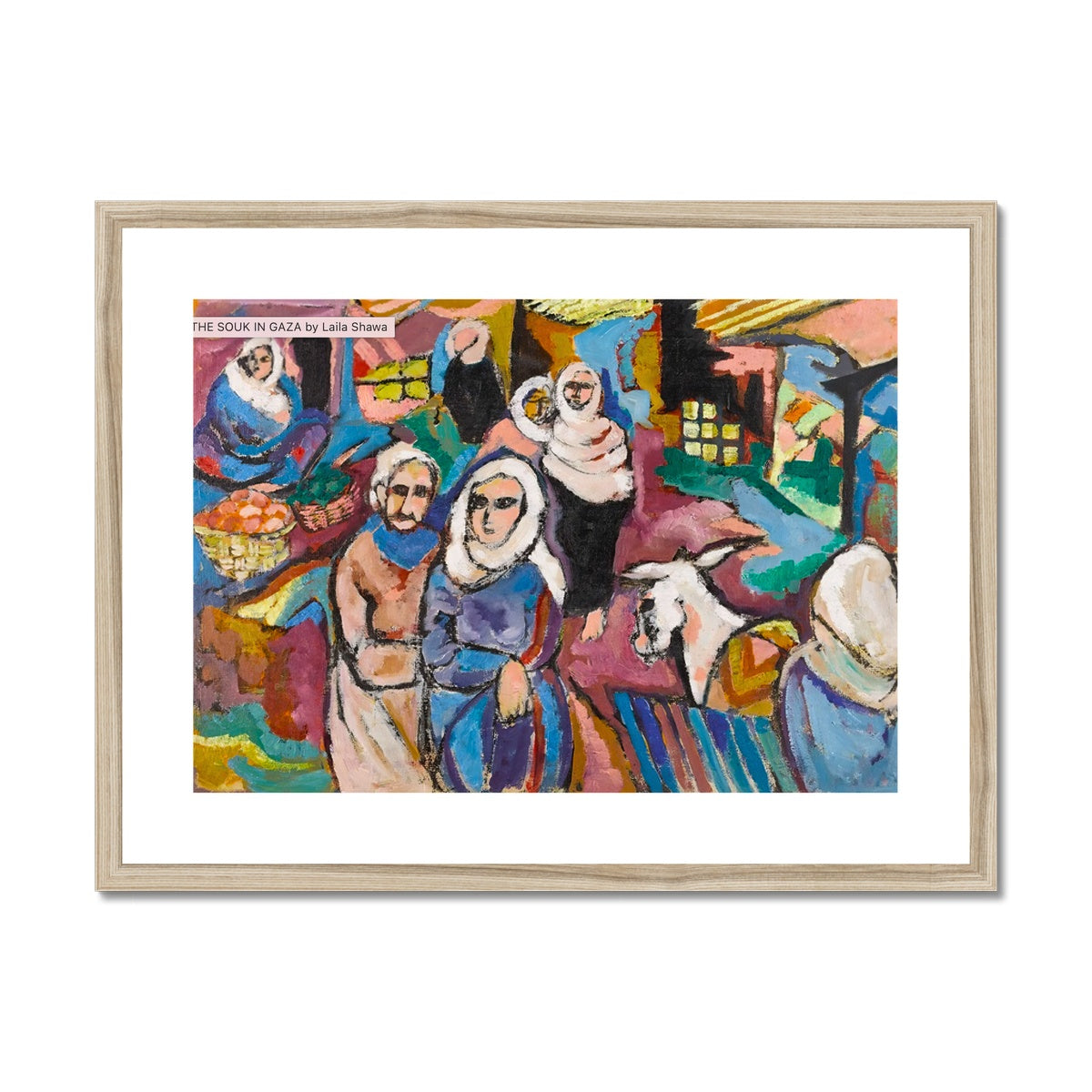 'The Souk in Gaza' Framed & Mounted Print Fine art kite-909105557 24"x18" / Natural Frame - Gifting Spree