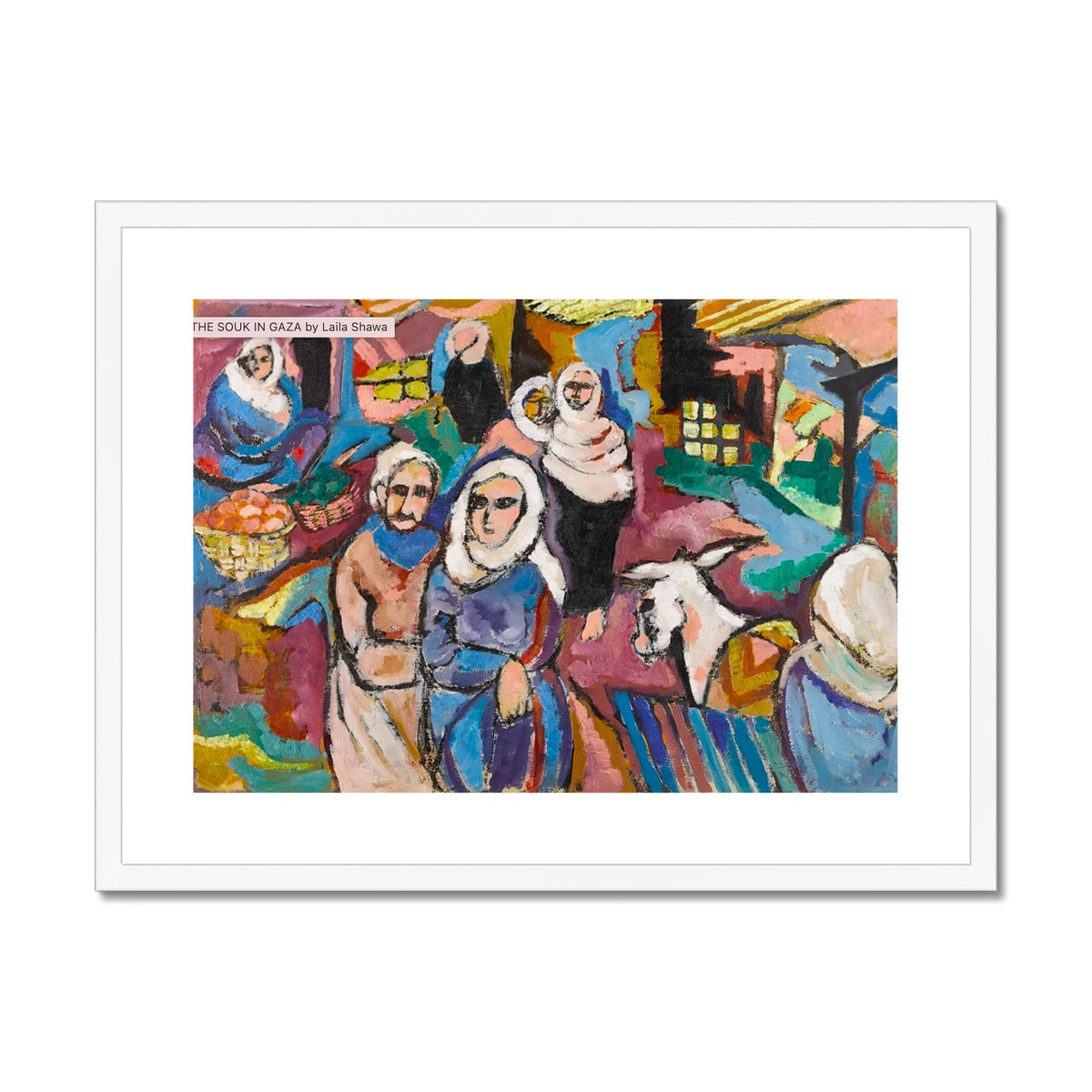 'The Souk in Gaza' Framed & Mounted Print Fine art kite-909105556 24"x18" / White Frame - Gifting Spree