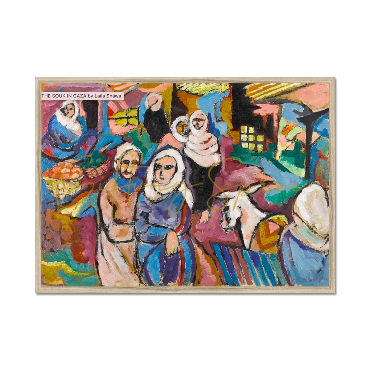 'The Souk in Gaza' Framed Print Fine art kite-909105476 A1 Landscape / Natural Frame - Gifting Spree