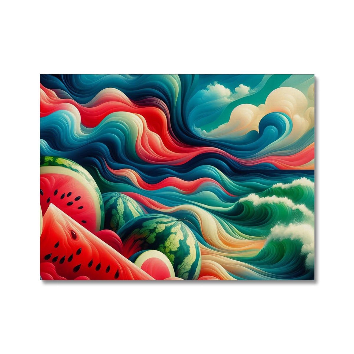 'Watermelons & The Sea' Canvas Fine art kite-927175839 32"x24" / Image Wrap - Gifting Spree