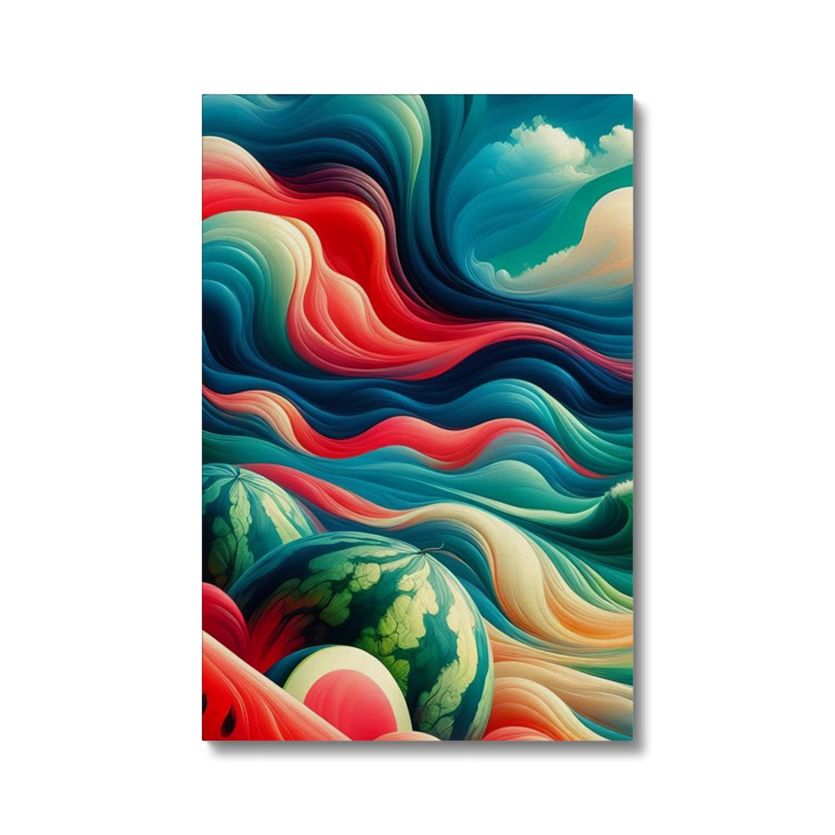 'Watermelons & The Sea' Eco Canvas Fine art kite-927176035 16"x24" / Image Wrap - Gifting Spree